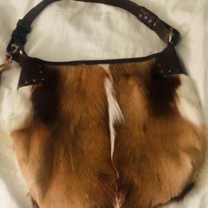 Aqua Madonna fur shoulder bag